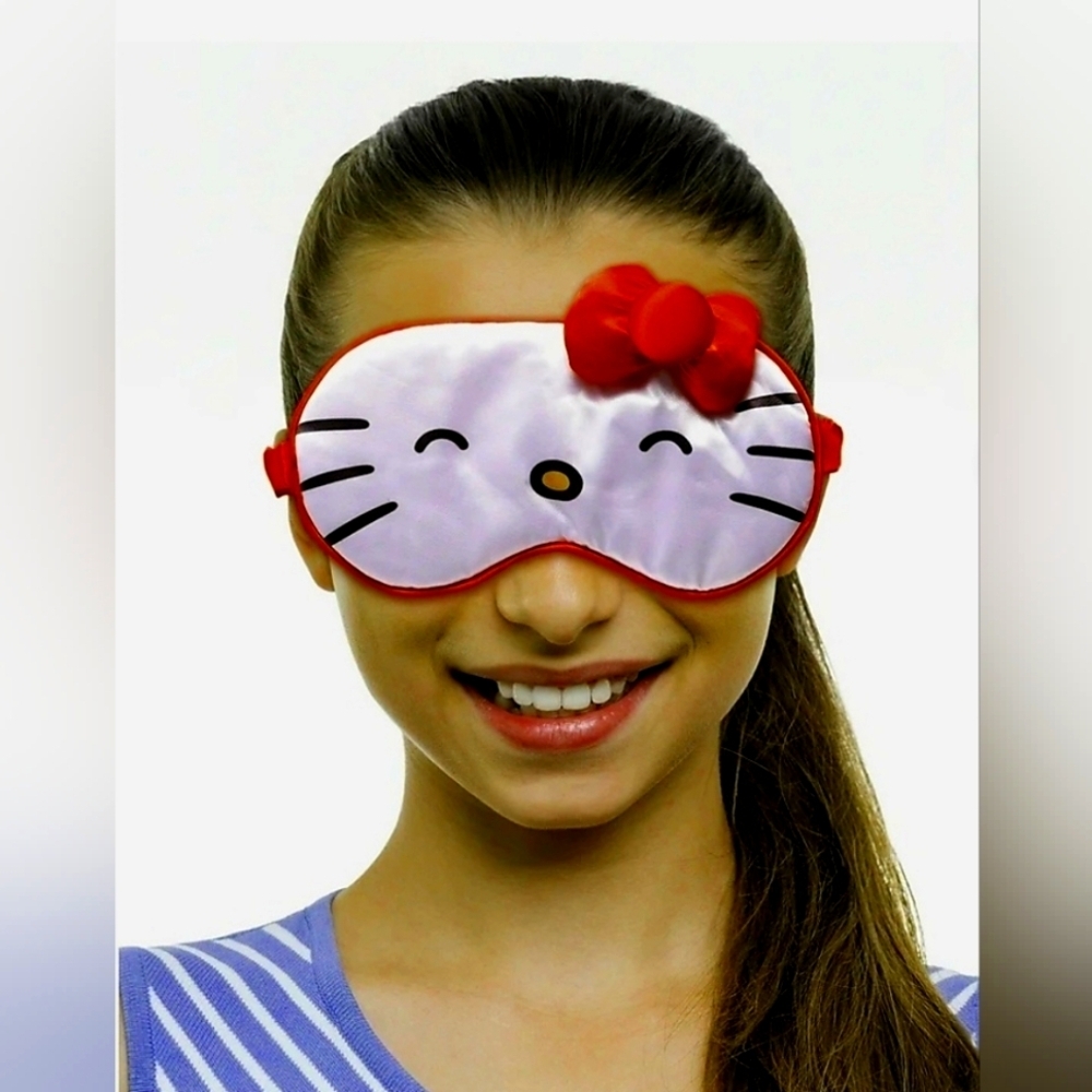 New Sanrio Hello Kitty Girls Pink / red / white Plush Sleeping Mask